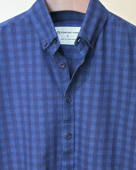 Navy Blue Check Shirt