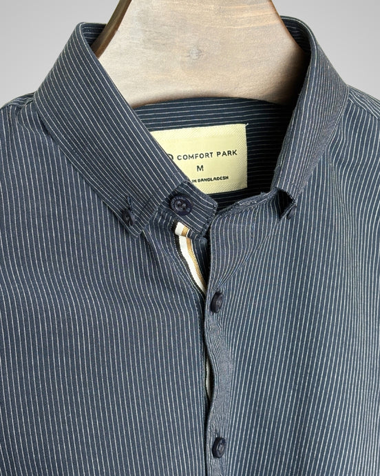 Navy Blue Vertical Stripe Casual Shirt