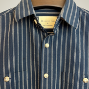 Navy Blue & White Striped Overshirt
