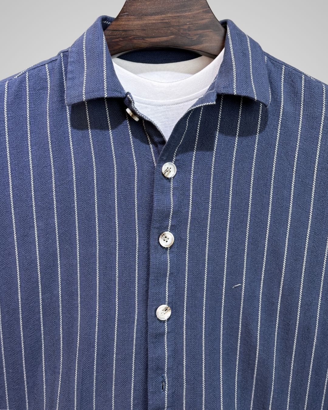 Navy Pinstripe Overshirt