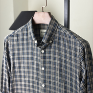 Navy Plaid Check Seersucker Shirt