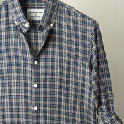 Navy Plaid Check Seersucker Shirt