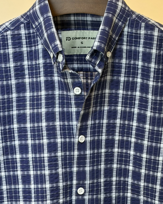 Navy Plaid Check Shirt