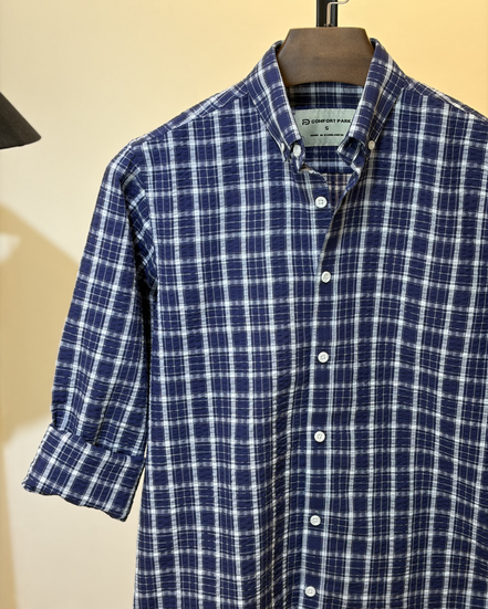 Navy Plaid Check Shirt
