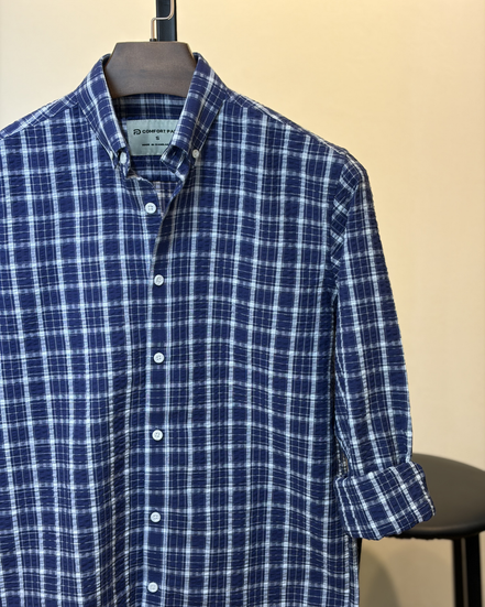 Navy Plaid Check Shirt