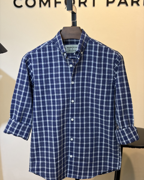 Navy Plaid Check Shirt