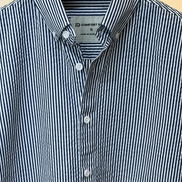 Navy White Stripe Seersucker Shirt