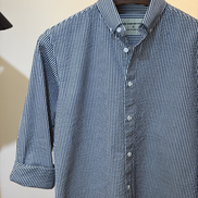Navy White Stripe Seersucker Shirt