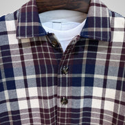 Navy and Burgundy Tartan Check Overshirt