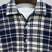Navy and White Tartan Overshirt