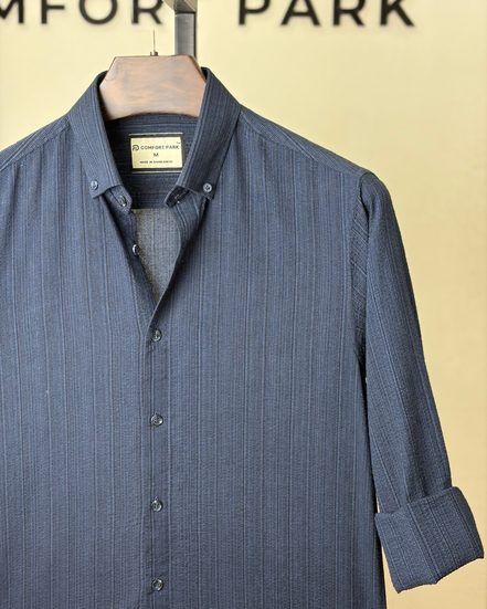 Navy blue Textured Stripe Shirt