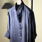 Navy blue solid Linen shirt