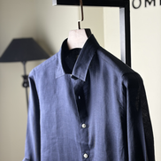 Navy blue solid Linen shirt
