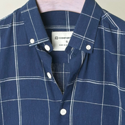 Navy with white grid check shirt