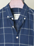 Navy with white grid check shirt