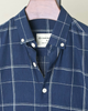 Navy with white grid check shirt