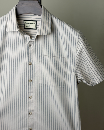 Off-White Pinstripe Half Shirt