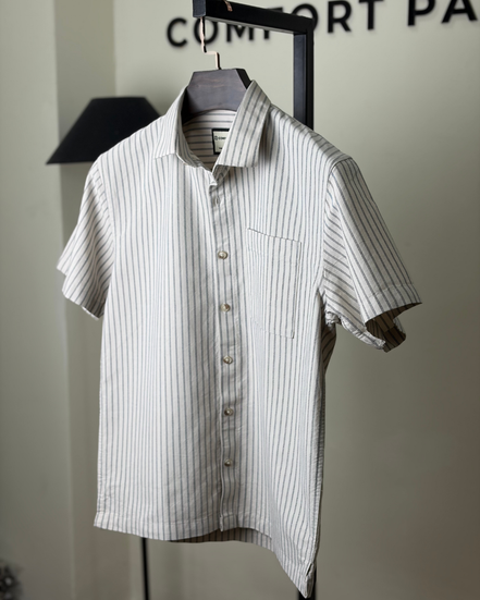 Off-White Pinstripe Half Shirt