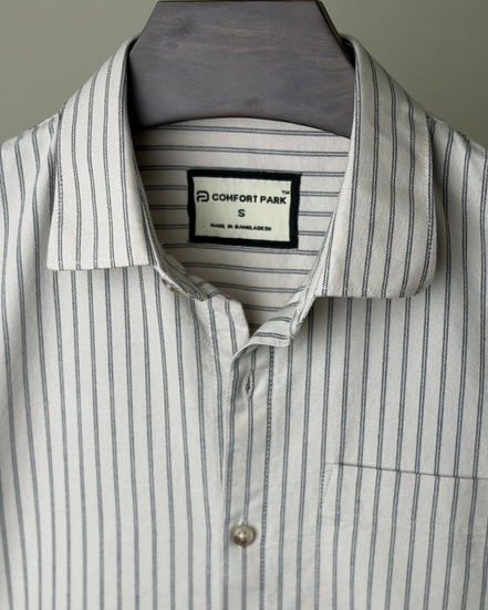Off-White Pinstripe Half Shirt