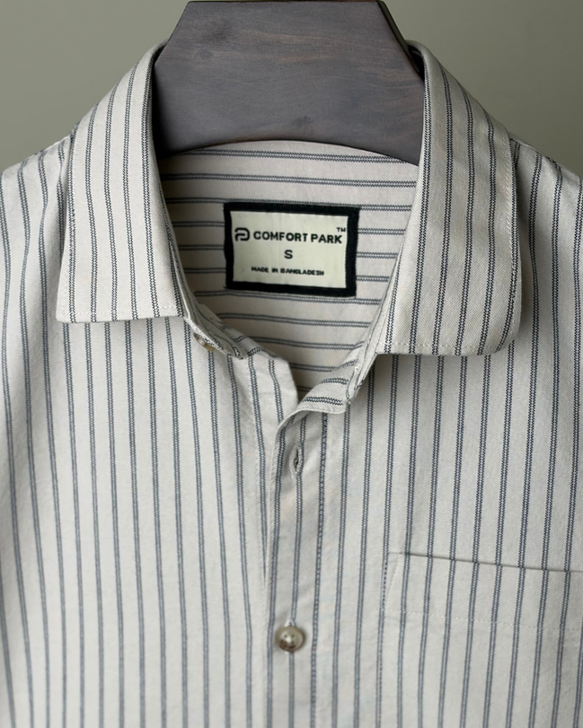 Off-White Pinstripe Half Shirt