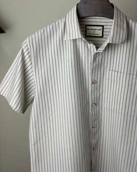 Off-White Pinstripe Half Shirt