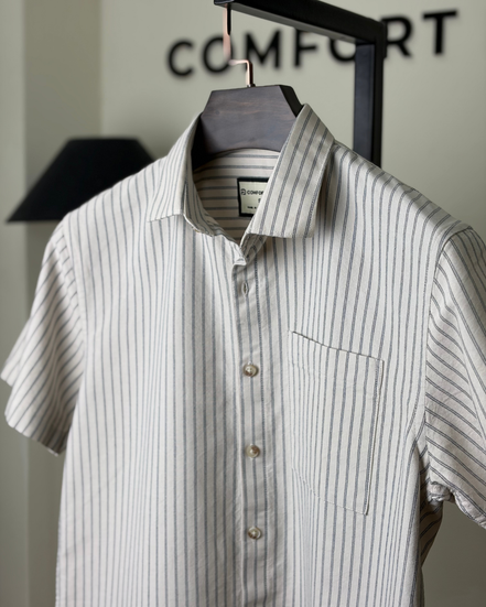 Off-White Pinstripe Half Shirt