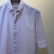 Pink with navy vertical stripes