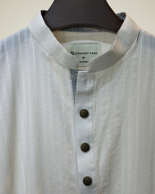 Off white with tonal self-stripes
