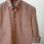 Rust Brown Charcoal Pin Stripe Shirt