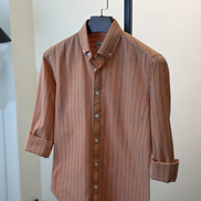 Rust Brown Charcoal Pin Stripe Shirt