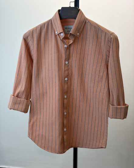 Rust Brown Charcoal Pin Stripe Shirt
