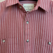 Rust Red & White Striped Overshirt