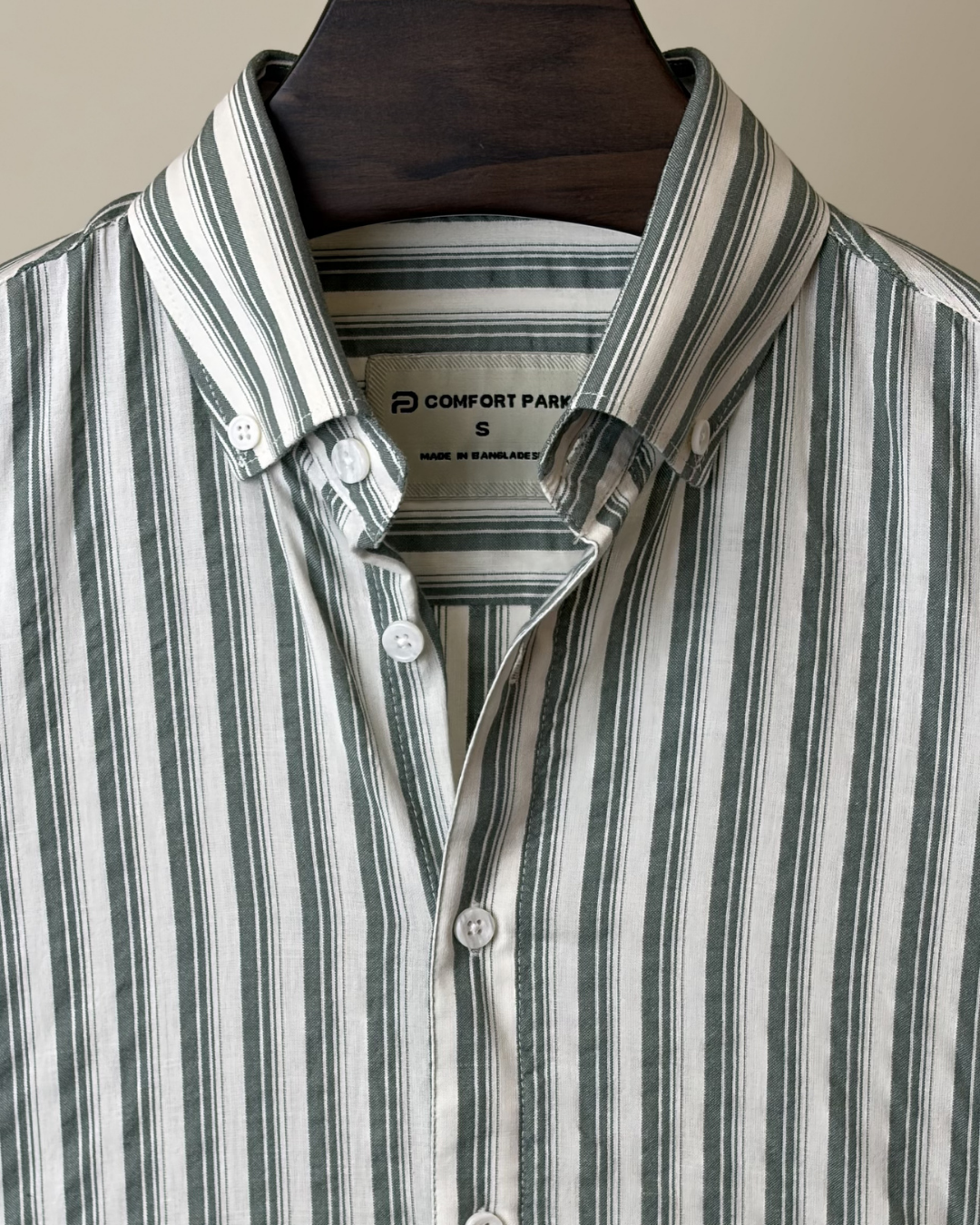 Sage Green White Multi Stripe Shirt