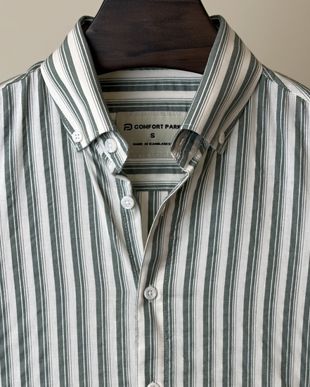 Sage Green White Multi Stripe Shirt