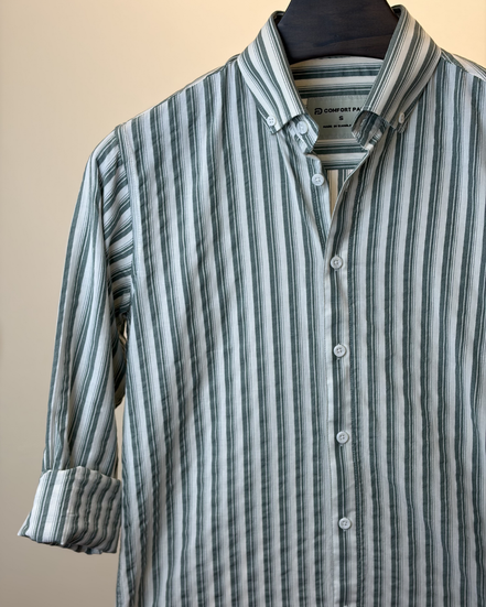 Sage Green White Multi Stripe Shirt