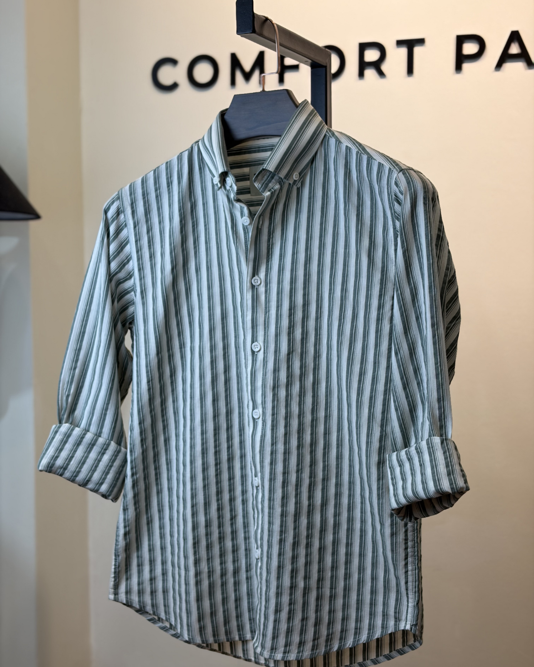 Sage Green White Multi Stripe Shirt