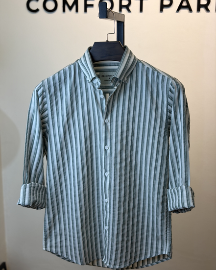 Sage Green White Multi Stripe Shirt