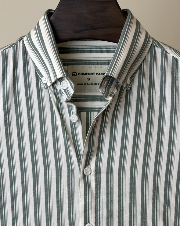 Sage Green White Multi Stripe Shirt