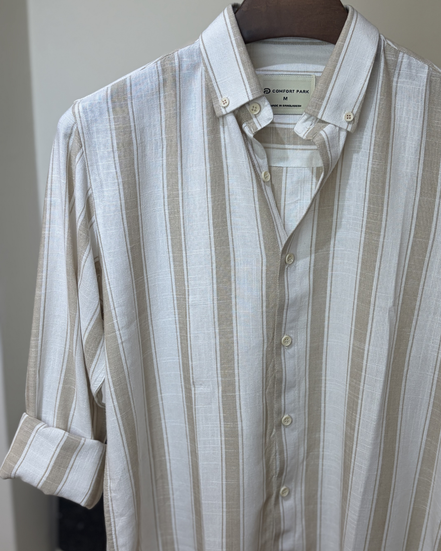 Sand & White Wide Stripe
