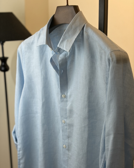 Sky Blue Solid Linen Shirt