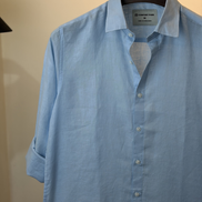 Sky Blue Solid Linen Shirt