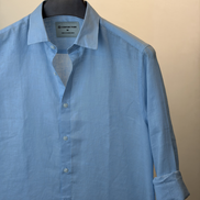 Sky Blue Solid Linen Shirt