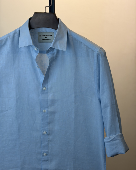 Sky Blue Solid Linen Shirt