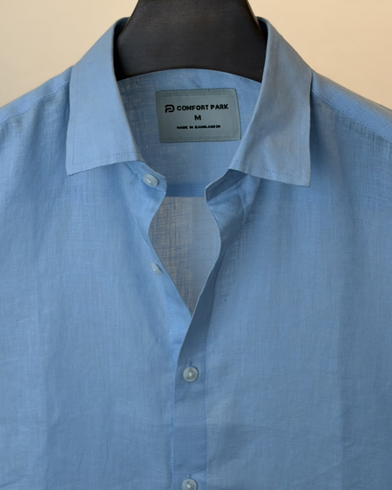 Sky Blue Solid Linen Shirt