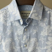 Sky Blue White Floral Print Shirt