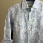 Sky Blue White Floral Print Shirt