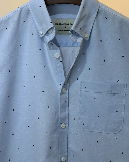 Sky Blue Mini Print Shirt