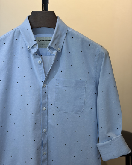 Sky Blue Mini Print Shirt