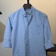 Sky Blue Mini Print Shirt