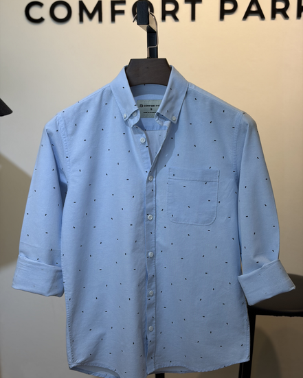 Sky Blue Mini Print Shirt